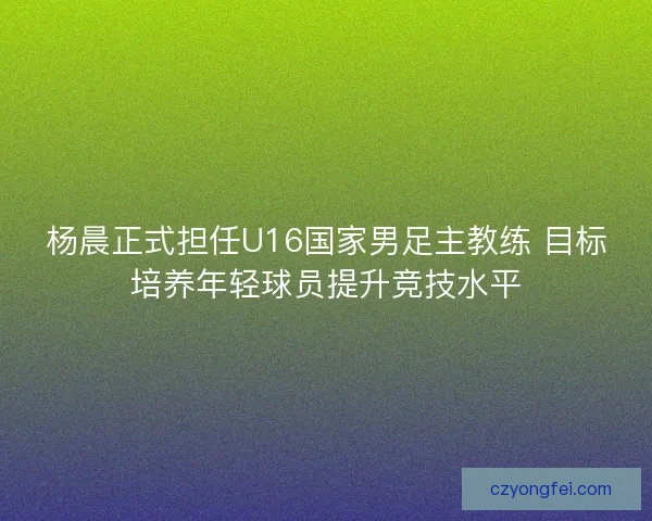 杨晨正式担任U16国家男足主教练 目标培养年轻球员提升竞技水平